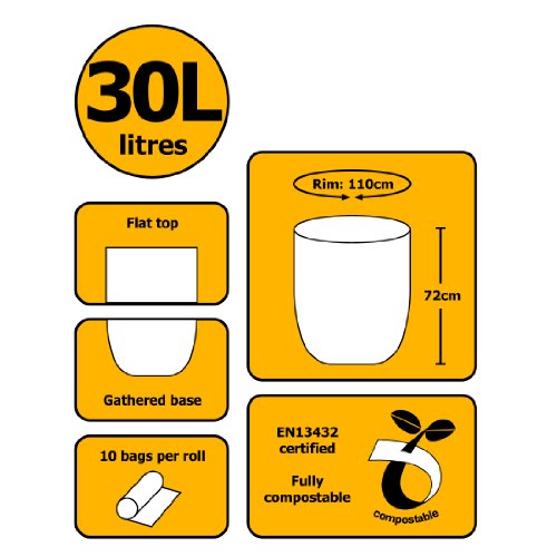 All-Green 30 Liter kompostierbarer BioBag Mülltonnensack, 40 Müllsäcke - 2