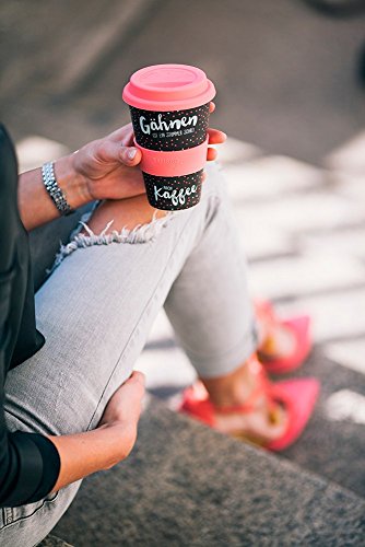 Grafik Werkstatt 60630 Bamboo-To-Go-Becher Gähnen ist ein stummer Schrei nach Kaffee, Bambus, beige, 9 x 9.5 x 14 cm - 3