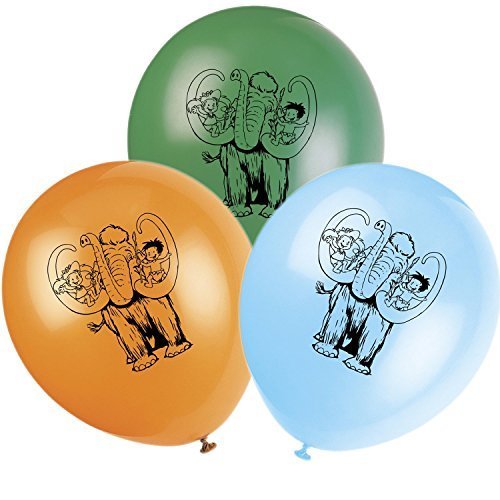 8 Luftballons in verschiedenen Farben * STEINZEIT * für Kindergeburtstag und Mottoparty // Kinder Geburtstag Party Ballons in grün, blau und orange Zeitreise Mammut