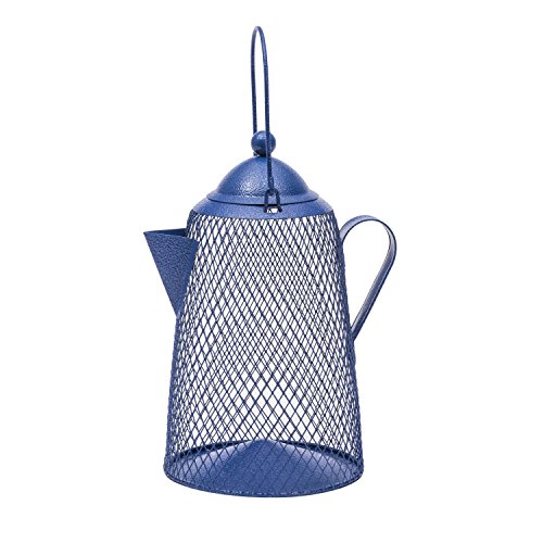 Perky-Pet Mangeoire à oiseaux Cafetière en métal inoxydable avec crochet de suspension - Décoration fantaisie pour votre jardin - Capacité max. 900g de graines de tournesol #CFE101