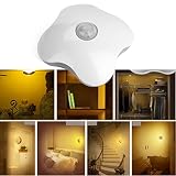 IDACA LED-Nachtlicht, vierbättriges Kleeblatt Bewegungsmelder Nachtlicht batteriebetriebenen LED-Nachtlicht Warmweiß (Warmweiß) - 7