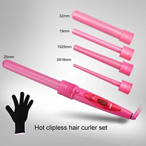 XDGG Ceramics Curling Wand Hairdressing 5 In 1 Curly Hair Artifact Multifunction Set Hair Sticks 5P Change Tube Temperature Control Black Pink , pink