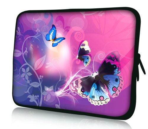 Luxburg® Design Laptoptasche Notebooktasche Sleeve für 17,3 Zoll (auch in 10,2 Zoll | 12,1 Zoll | 13,3 Zoll | 14,2 Zoll | 15,6 Zoll | 17,3 Zoll) , Motiv: Schmetterlinge im rosa Licht