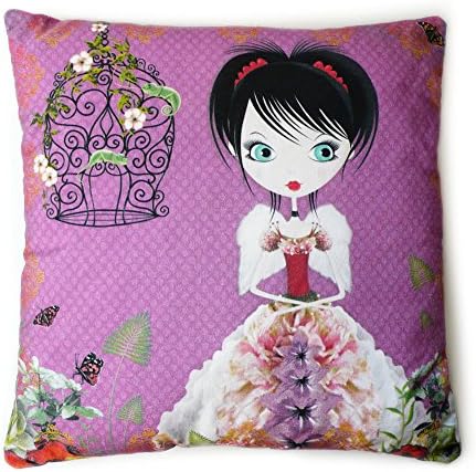Cushion for Girls "cage with Chameleons" 33 x 33 cm, Made in France, designed Kalam