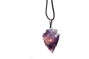 REIJU Stone of Calm - Reiki Energy Charged Raw Amethyst Crystal Arrowhead Pendant with Cord (Beautifully Gift Wrapped)