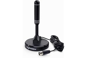 LEADSIGN 2025 Upgraded Indoor TV Aerial - High Gain Freeview HD 300+ Miles Long Range with Magnetic Base & 6.6ft Coax Cable for 4K 1080P Smart TVs