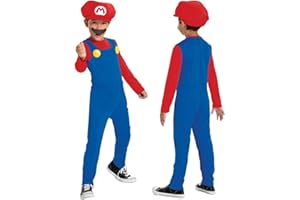 Disguise Nintendo Super Mario Mario Jumpsuit for Kids, Officially Licensed, Includes Mario Hat, Mario Fancy Dress for Kids, Jumpsuit and Moustache, Ages 3-4, 7-8