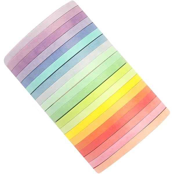 WeddHuis 12 Rouleaux Washi Tape Set, Ruban Adhésif Décoratif Arc-en-Ciel, Scotch Décoratif Pour Enfants Et Adultes, Scrapbooking, Bricolage Et Bullet Journals (2 M X 15 Mm/Rouleau) (Multicolore