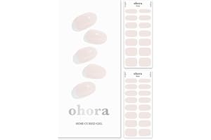 ohora Semi Cured Gel Nail Strips (N Cream Light) - Works with Any Nail Lamps, Salon-Quality, Long Lasting, Easy to Apply & Remove - Includes 2 Prep Pads, Nail File & Wooden Stick - White