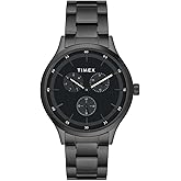 TIMEX Analog Watch for Man with Black Round Dial & Black Stainless Steel Bracelet Band Water Resistant Men's Wrist Watches - TWHG03SMU17