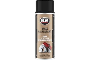 K2 Färg för bromsok svart 400 ml spray | Värmebeständig upp till +260 °C, rostskydd, oåtkomlig av tvättar, extremt glänsande finish