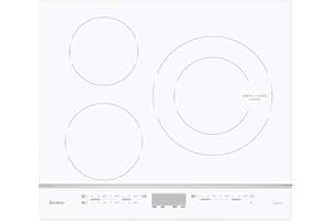 Sauter - SPI4360W - Plaque Induction - Table de Cuisson Encastrable - Blanc - 3 Foyers - 7200W - Dimensions Encastrement : 56x49cm - Grand Foyer 28 cm et 14 Positions Cuissons - Fabriqué en France