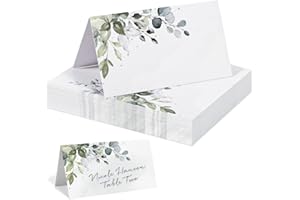 ANICY 50 Stück Tischkarten Hochzeit, Tischkarten Geburtstag, Namensschilder Hochzeit, Tischdekos Hochzeits, Tischkarten Eukalyptus für Hochzeits Geburtstag Kommunion Taufe