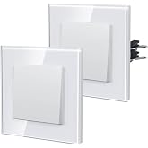 BSEED Light Switch With Glass, Wall Light Switch with Hook,Switch Switch,Push Button,Easy Installation,E-Series,1 Gang 1 Way