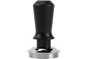 Foeska Pressino per caffè, pressino per espresso, tarato a molla con base in acciaio inossidabile, pressione costante 13,6 kg, accessori per caffè (nero, 53 mm)