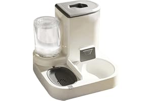 Milageto Automatischer Katzen-Futterautomat, Futterstation, Schwerkraft-Nachfüllung, herausnehmbarer Katzen-Futternapf und Wasserspender, Futter- und