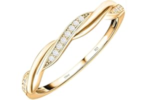 TJC Sterling Silver Rings for Women CZ Crossover Ring Eternity Promise Wedding Band Ring in Rhodium & Gold Plated 925 Silver Jewellery Engagement Rings for Her