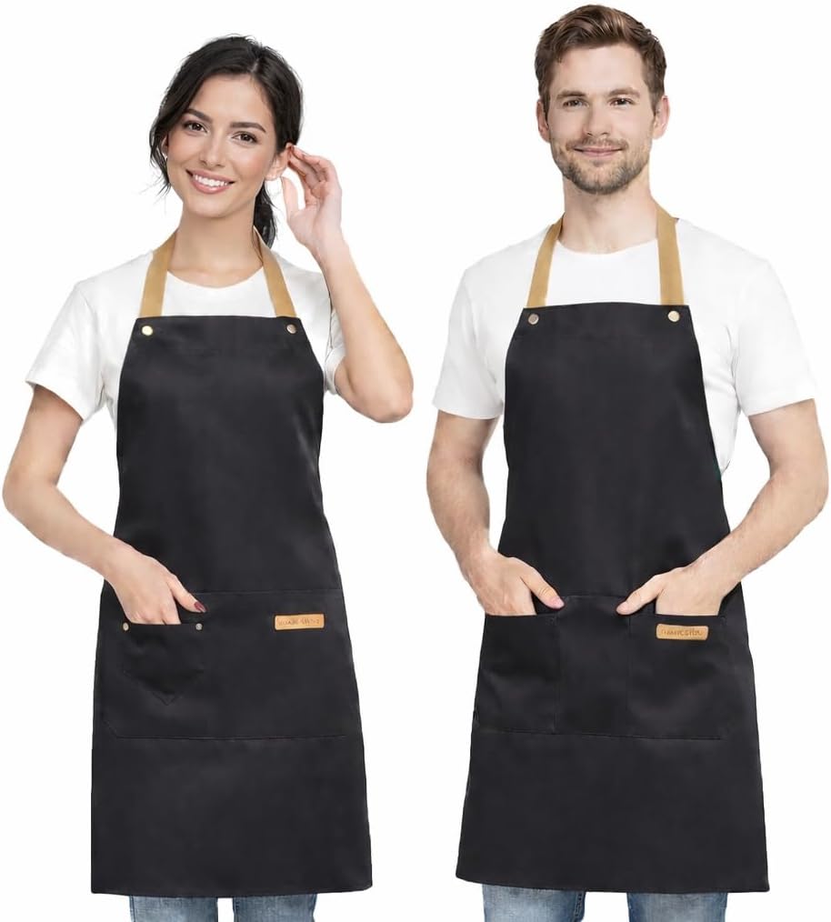 Delantal Cocina Mujer - Delantal Cocina Hombre - Mandiles De Cocina - Delantal Impermeable y Ajustable - Ideal Como Mandil Camarero Peluqueria Barbacoa o Jardinería – Para uso profesional y domestico