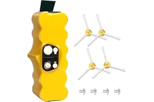 POWTREE 5000mAh Batterie de Remplacement pour iRobot Roomba R3 500 600 800 800 900 510 530 532 535 540 550 560 562 570 580 620 630 650 660 760 780 790 880(4 Brosses de Balayage+ 4 vis)
