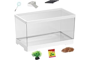 Fenayuu Terrarium pour Tortues Aquatiques, Terrarium pour Reptiles avec Siphon de Sol pour Reptiles, Amphibiens, Serpents, Geckos, Caméléons, Grenouilles, Tortues et Poissons