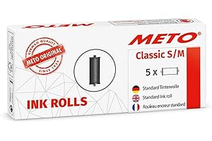 Originale Meto Rulli inchiostratori per prezzatrice manuali professionali ProLine S & M 9506060 (per etichette da 26 x 12 mm e 26 x 16 mm) 5 pezzi, colore nero