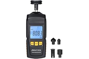 ABUYCS Digital Tachometer Handheld Contact Motor Tachometer LCD Speedometer Tach RPM Tester Electrical Machine Rotate Speed Gauge Meter for Motor electrical fan Car Making
