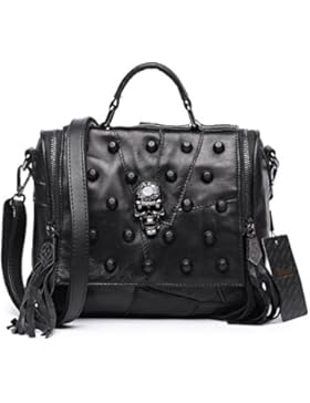 Jonon Frauen-echtes Leder-Schaffell verzierte Schädel Tasche Umhängetasche Tasche