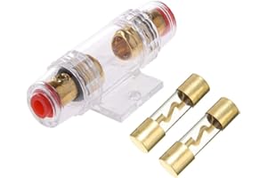 ETOPARS 60A Inline AGU Fuse Holder Car Automotive Audio Power Safety Protect Glass Tube Gold Plated With 2Pcs 60A AGU Fuse for 4 6 8 Gauge Wire