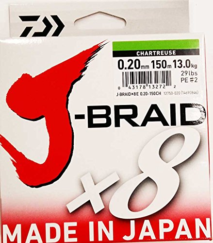 Daiwa J-trenza 8 trenza 150 M Chartreuse - hilo de pesca Talla:Dm: 0,20mm