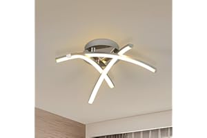 Dorlink Plafoniera LED Soffitto Moderna, 21W 1890LM Lampadario LED Camera da Letto, 3000K Bianco Caldo Lampadari LED Cucina, 3 Luci Plafoniera Onde Sfalsate Argento, Lampadario Soggiorno, Ø43CM