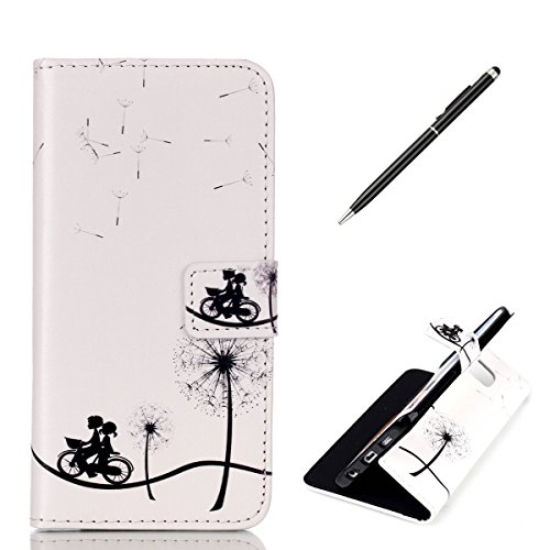 Preisvergleich Produktbild CaseHome Samsung Galaxy S6 Edge Hülle,Schutzhülle Tasche Leder Mit Kartenfach Magnetverschluss Standfunktion Slim-Schutzhülle Folio Schalen Fall Mit Karten- / Geldscheinfach Für Samsung Galaxy S6 Edge-Fahrrad-Liebhaber, Löwenzahn