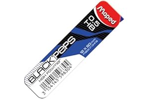 Maped - Accesorios para Portaminas - Estuches de Minas Black Peps - 12 Minas HB para Portaminas de 0,5 mm - Alto Polímero - Ofrecen Gran Resistencia - Sistema de Recarga Fácil
