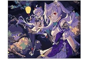 ZPPLD Genshin Impact Paint by Numbers, Genshin Impact plakat, "zrób to sam", ręcznie malowany obraz olejny dla początkujących i dorosłych, kreatywny prezent, dekoracja domu, bez ramy, 40 x 50 cm