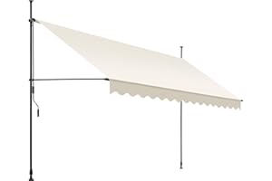 tectake® Tenda da Sole a Morsetto con Manovella, Altezza e Inclinazione Regolabile, Telo Impermeabile e Resistente ai Raggi UV, Ideale per Balcone e Terrazzo, 400x180cm - Beige
