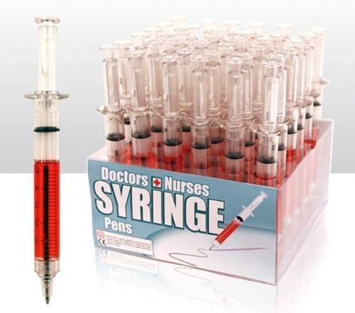 Syringe Design Ball Point Pen Red Fluid Black Ink One Pen Supplied Stationery by EPL
