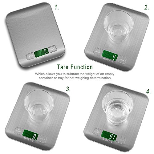 VersionTech Edelstahl Optik Multifunktionelle Digitale Küchenwaage Haushaltswaage mit Hoher Präzision bis zu 1g Maximalgewicht 5kg – Grau - 5