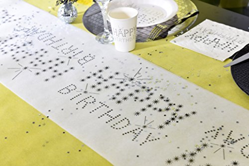 Tischläufer Tischband Tischvlies Happy Birthday Vlies mit Sternen 5m x 30cm Rolle Dekostoff Tischdekoration Palandi® - 5