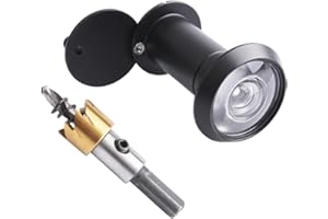 Tahikem Door Viewer Peephole, Door Viewers with 0.63inch/16mm Drill Bit Kit, Fits 1-3/8" to 2-1/4" Front Door, 200 Degree Wide Angle Peep Eye Hole, Anti Peeping Reverse Privacy Covers - Matte Black