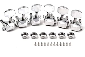 Alnicov Clavijas de afinación de guitarra semiclosed 3L3R, juego de clavijas de afinación para guitarra eléctrica Epiphone Les Paul o guitarra acústica, cromada