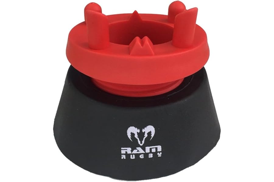 Ram Rugby Adjustable Kicking Tee - Screw Adjustment - Available in Black & Red - 9cm – 12 cm Tee High - For Rugby players to perfect their kicking accuracy and technique. Rugby Training or Match day
