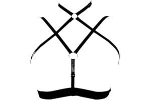 PETM•HS Women Body Chest Harness Bra Strappy Tops Hollow Out Frame Adjust Size Festival Rave Costume