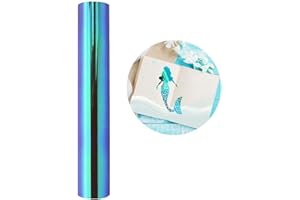 HEINAROMAN Holografische Selbstklebende Vinylfolie Plotter - 30x150cm Plotterfolie Selbstklebend Vinyl Rollen, Permanente Metallic Vinylfolie für Aufkleber, Cric, Scrapbooking (Holographisches Lila Grün)