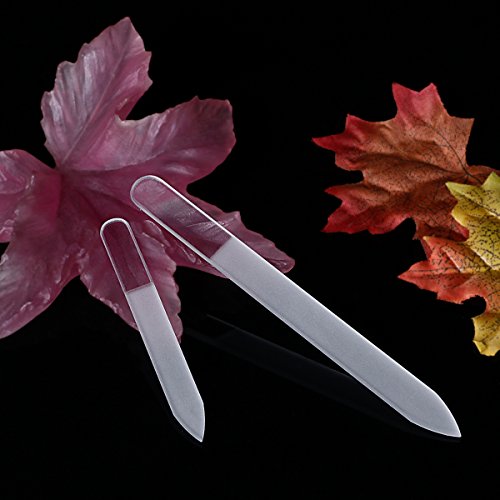 2er Set Glasnagelfeile Glasfeile aus Kristallglas, doppelseitig geschliffen, mit Etui zur Aufbewahrung - 4