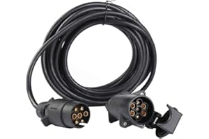 ETUKER 6m Remolque Cable 7 Pines, 12V Remolque Cable Electrico en 7 Pines, 6m Universal Remolque Cable de Extensión, para Caravanas/Coches/Camión/Barco/RV/Conector Remolque (6m Cable de Extensión)