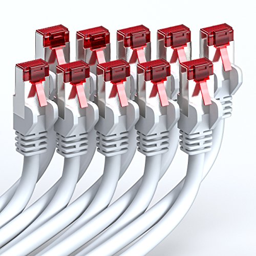 [SET 10 Stück] deleyCON 0,5m CAT6 Patchkabel – S-FTP PIMF – CAT-6 Netzwerkkabel / Ethernetkabel – 2x geschirmt – vergoldete Kontaktflächen – Weiß - 2