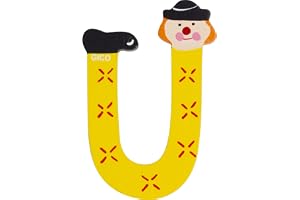 Träbokstäver (olika färger) namn barnrum stor dekoration för dörren, roliga clowns, A-Z, höjd ca. 9 cm, träbokstav 7361 (U)