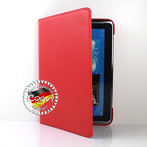 COOVY® 360° ROTATION COVER FÜR SAMSUNG GALAXY NOTE 10.1 GT-N8000 GT-N8010 GT-N8020 SMART HÜLLE TASCHE ETUI CASE SCHUTZ STÄNDER Farbe rot - 8