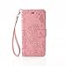 Price comparison product image iPhone 7 Floral PU Leather Wallet Case [Free Tempered Glass Screen Protector] With Hand Wrist Strap,Mo-Beauty® Bling Glitter Sparkling Rhinestone Flower Fairy Butterfly PU Leather Flip Wallet Case Cover For Apple iphone 7 4.7" inch (Pink)