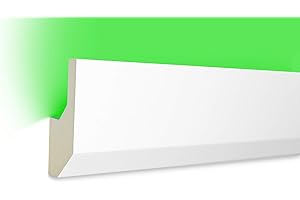 Perfil de estuco HEXIM LED PU - Iluminación indirecta de techo moderna, opaca, resistente a la luz y a los impactos - (paquete económico de 10 metros LED-7 80x33mm) perfil decorativo, estuco