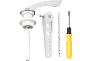 WANAONE Replacement Toilet Tank Handle, Universal Replacement Metal Toilet Handles Flush Lever Kit for Toilet WC Tank, WC Cistern Repair Handle Rod Kit with Screwdriver, Chrome Plated